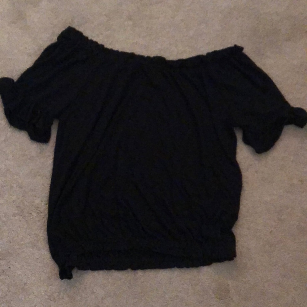 black off the shoulder short sleeve